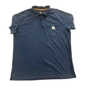 Carhartt Mens Relaxed Fit Force Navy Blue Short Sleeve Polo Shirt Size 2XL